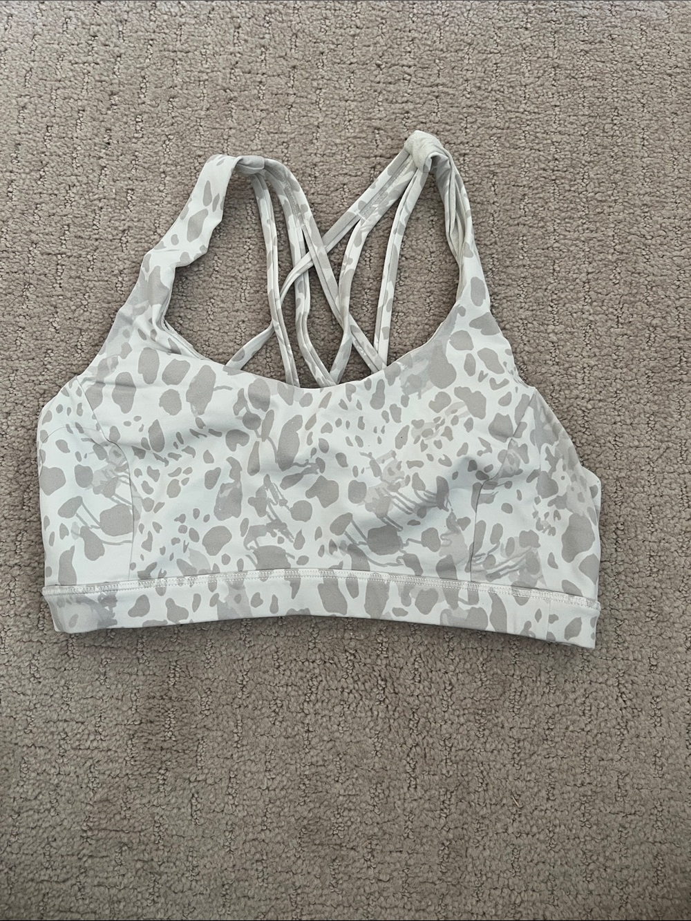 lululemon athletica Light Gray Animal-Print Strappy Sports Bra